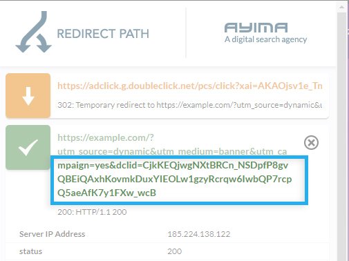Chrome Redirect Path: DoubleClick, append DCLID / client website