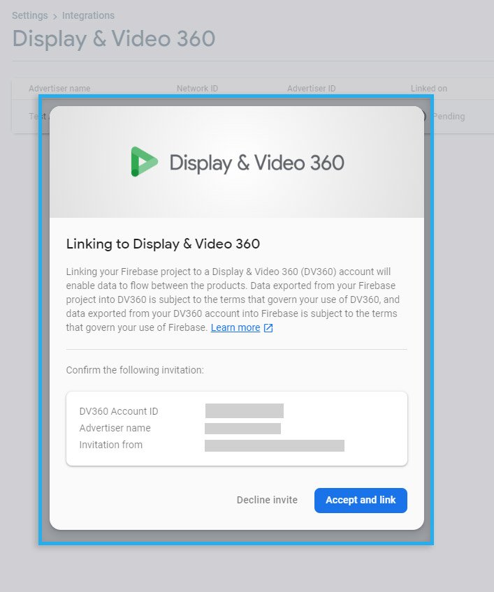 Google DV360 & Google CM / Linking confirmation screen