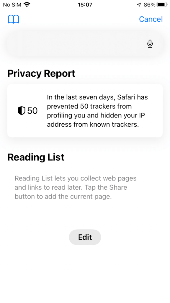 iOS 15 / Safari / Privacy Report